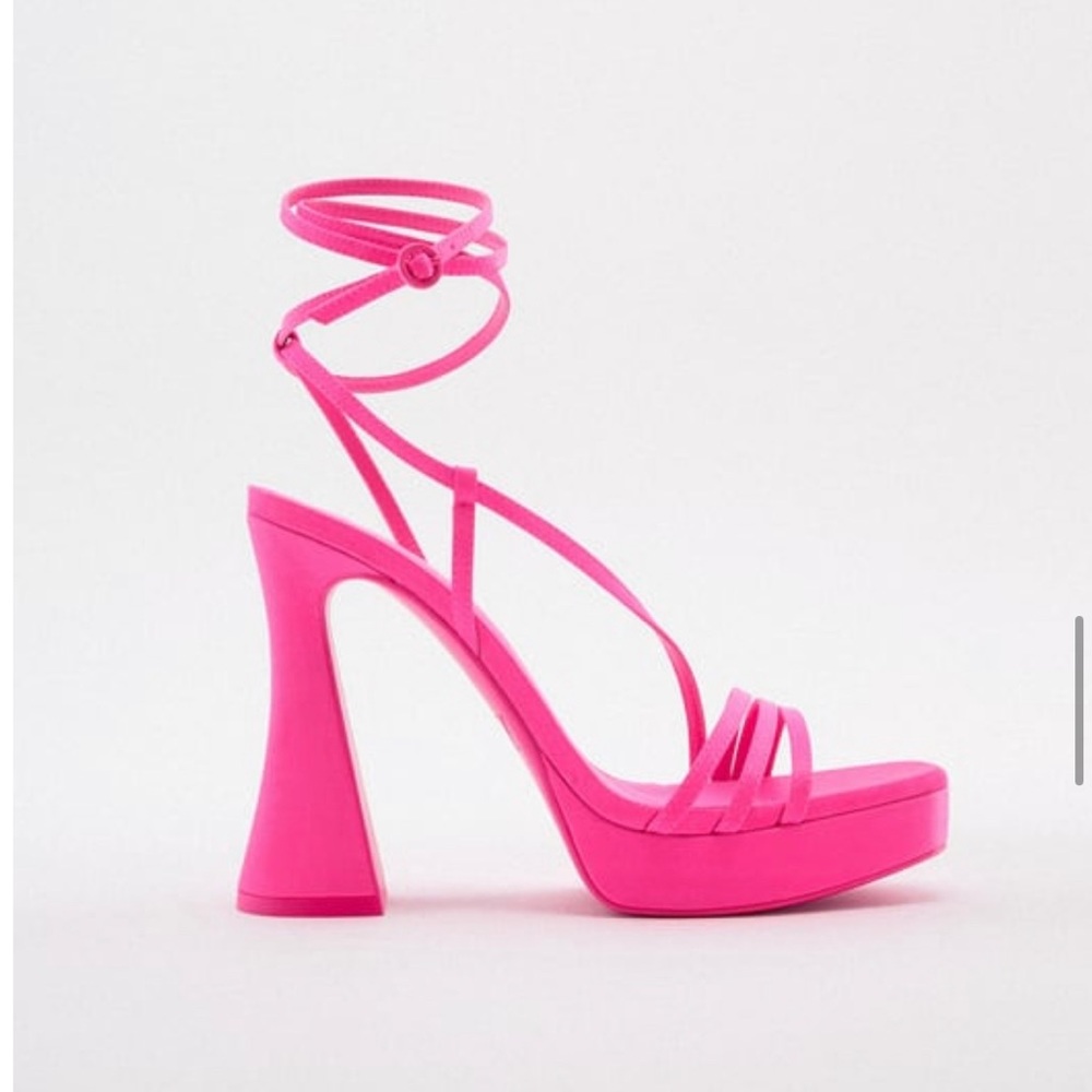 Zara pink strappy plataform heels